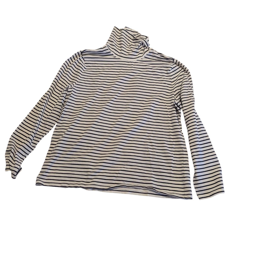 NWOT Talbots Black and White Striped Turtleneck Sweater, XL